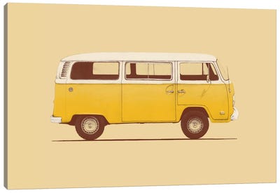Yellow Van Canvas Art Print - Kids Transportation Art