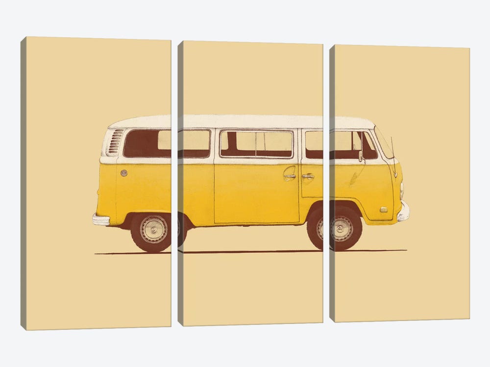 Yellow Van by Florent Bodart 3-piece Canvas Wall Art