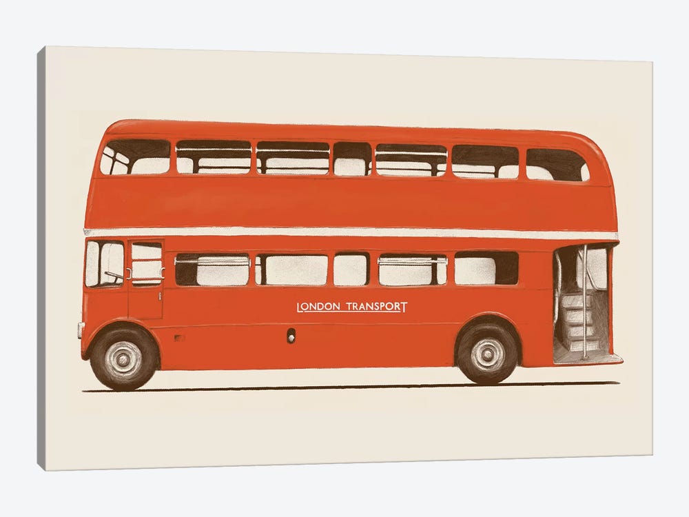English Bus (London Transport Double-Decker) by Florent Bodart 1-piece Canvas Artwork