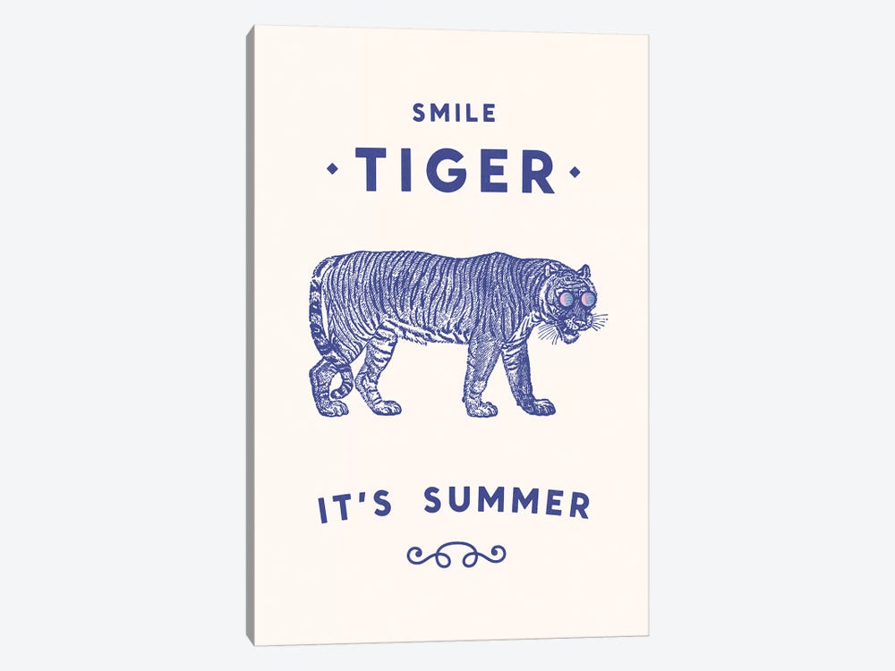 Smile Tiger, Summer Is Here by Florent Bodart 1-piece Canvas Print