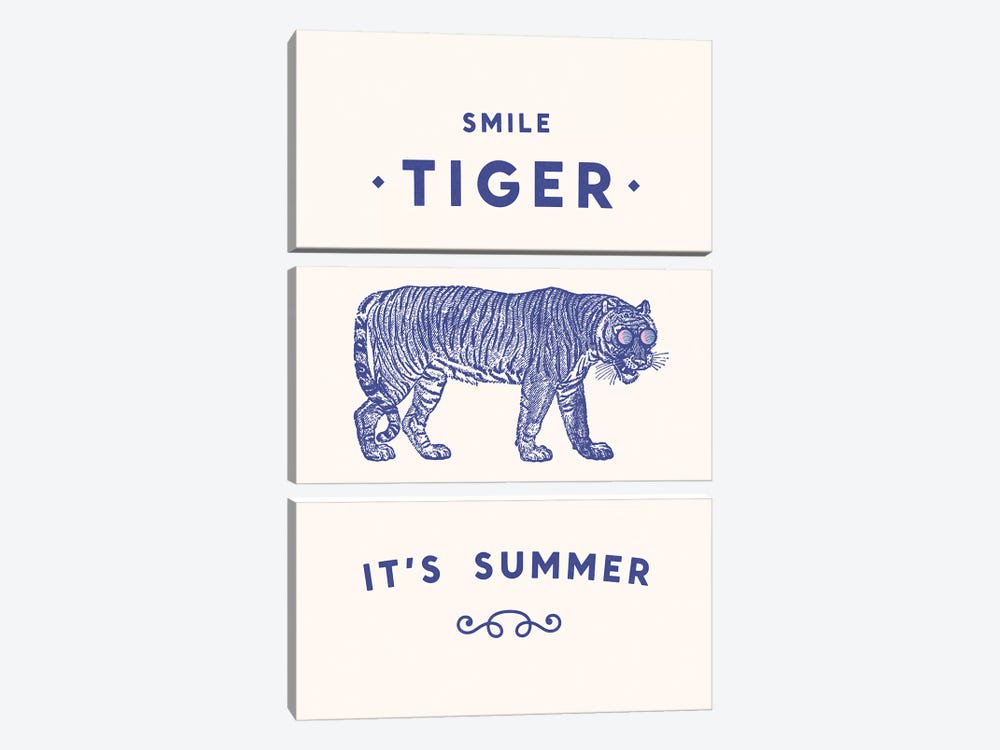 Smile Tiger, Summer Is Here by Florent Bodart 3-piece Canvas Print