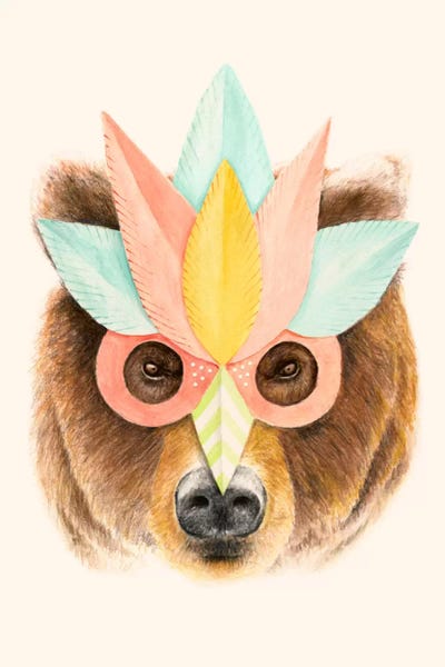 Florent Bodart: Bear Paper Mask Print by Florent Bodart