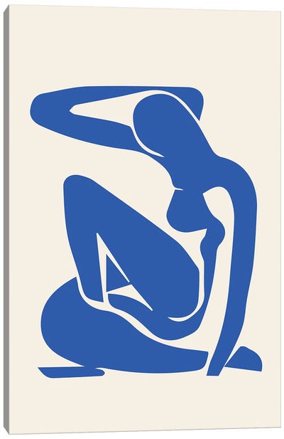 Skinny Arm Blue Canvas Art Print - Blue Nude Collection