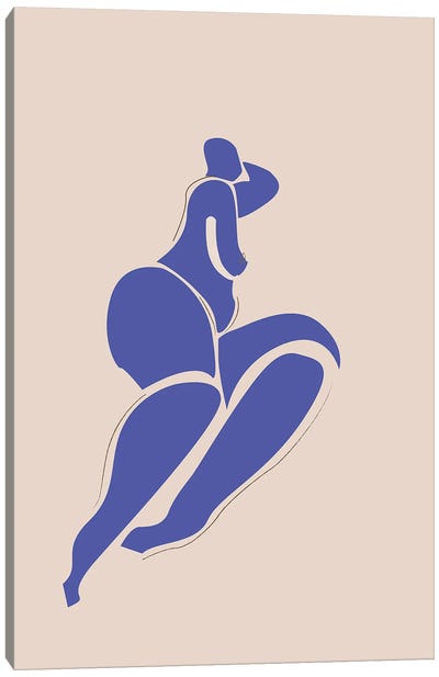 Woman Lying Canvas Art Print - Blue Nude Collection