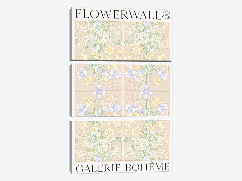 Flower Wall Spring by Flower Love Child 3-piece Canvas Print