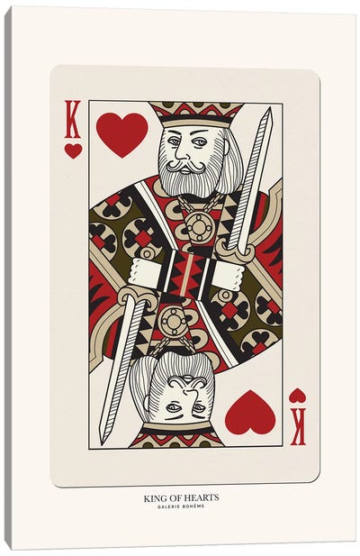King Of Hearts Canvas Art Print - Cards & Board Games
