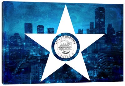 Houston, Texas (Downtown Skyline) Canvas Art Print - U.S. State Flag Art