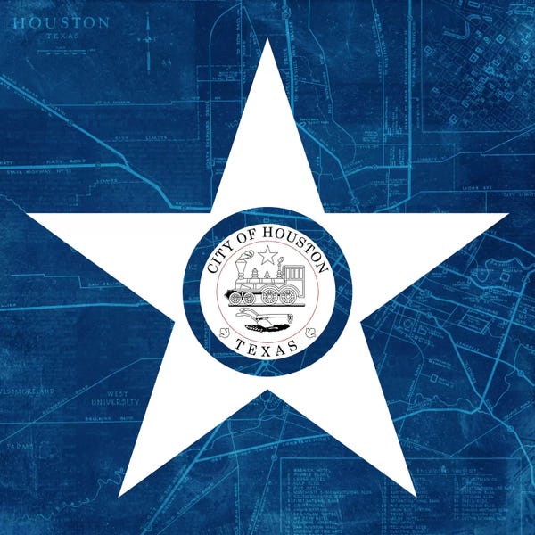 U.S. State Flags: Houston, Texas (Roadway Blueprint) by iCanvas