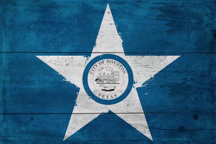 Houston, Texas City Flag on Wood Planks