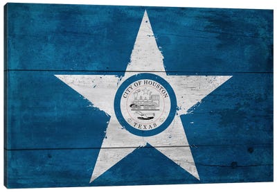 Houston, Texas City Flag on Wood Planks Canvas Art Print - Flag Art