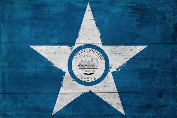 Flags: Houston, Texas City Flag on Wood Planks by 5by5collective
