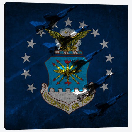 U.S. Air Force Flag (Air Demonstration Squadron "Thunderbirds" Background) Canvas Print #FLG11} by iCanvas Canvas Art Print
