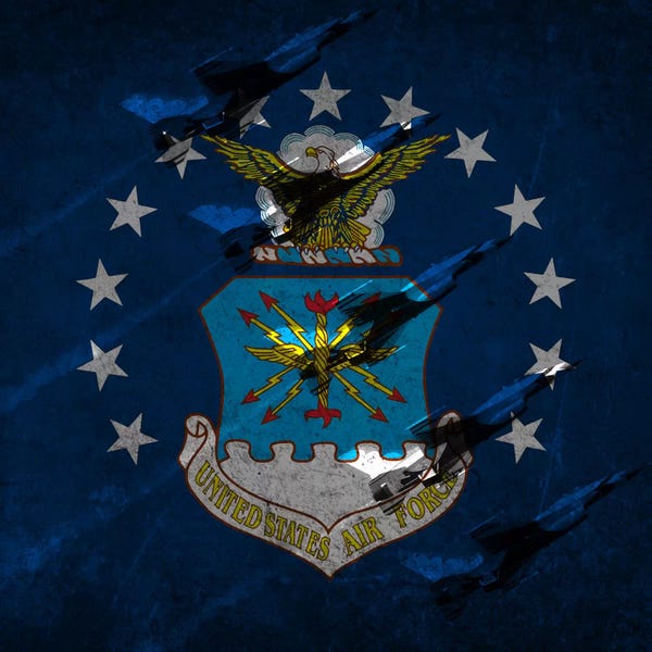 Air Force: U.S. Air Force Flag (Air Demonstration Squadron "Thunderbirds" Background) by iCanvas