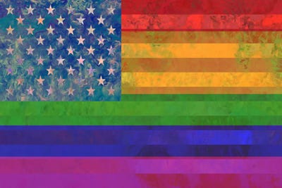 USA "Grungy" Rainbow Flag (LGBT Human Rights & Equality) by 5by5collective canvas print