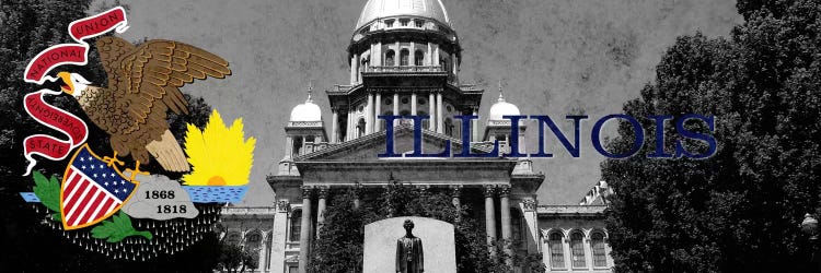 Illinois (Capitol Building in Zoom) Panoramic by iCanvas wall art