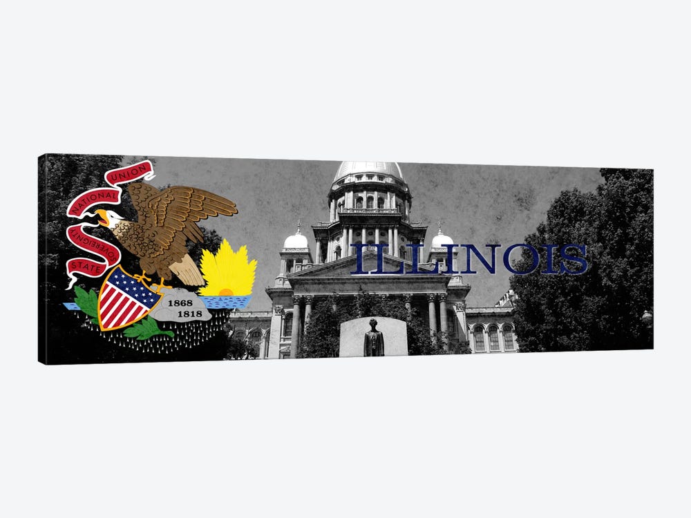 Illinois (Capitol Building in Zoom) Panoramic 1-piece Canvas Artwork