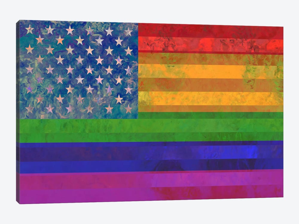 USA "Grungy" Rainbow Flag (LGBT Human Rights & Equality) by 5by5collective 1-piece Canvas Art Print