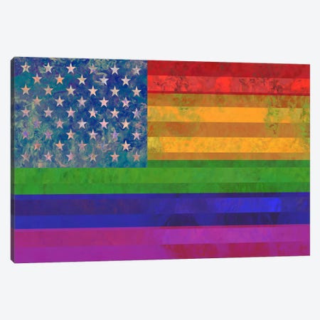 USA "Grungy" Rainbow Flag (LGBT Human Rights & Equality) Canvas Print #FLG12} by iCanvas Canvas Art Print