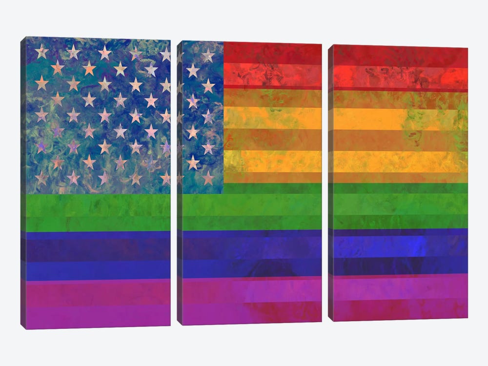 USA "Grungy" Rainbow Flag (LGBT Human Rights & Equality) by 5by5collective 3-piece Art Print