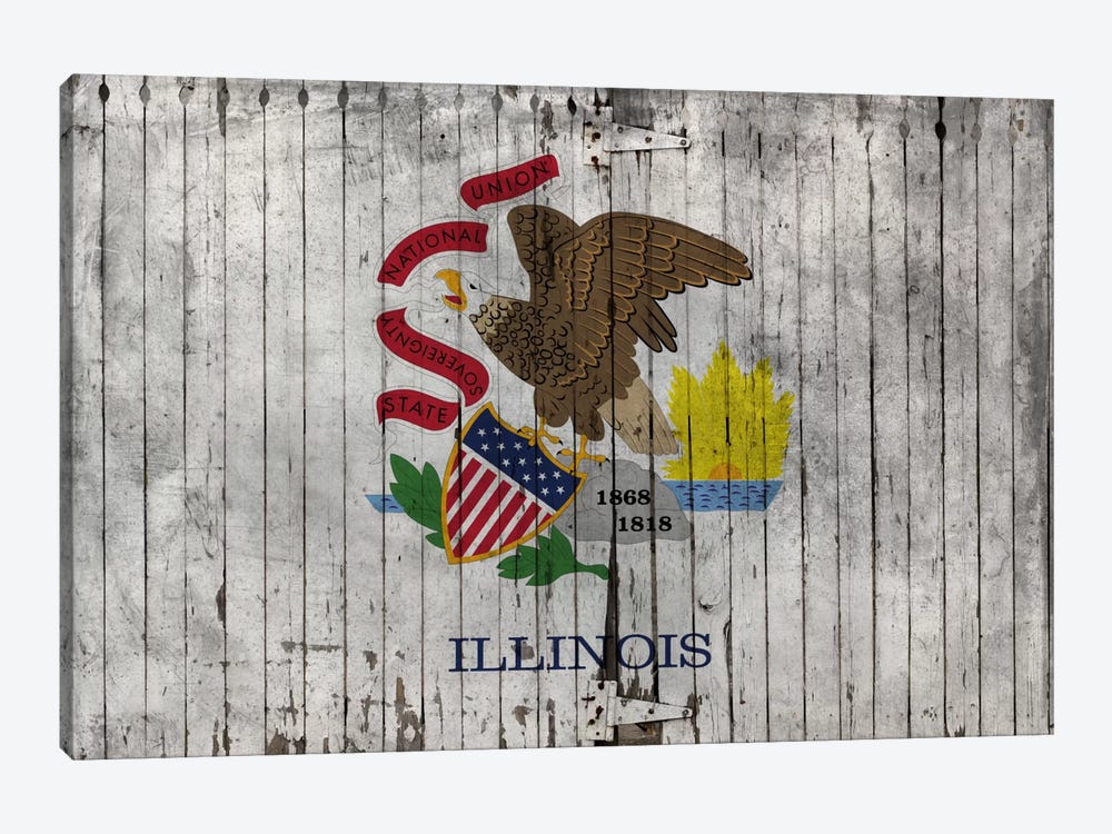 Illinois State Flag on Wood Planks by iCanvas 1-piece Canvas Print