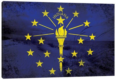 Indiana (Indiana Dunes National Lakeshore) Canvas Art Print - U.S. State Flag Art