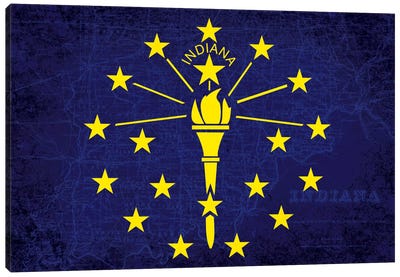 Indiana (Vintage Map) Canvas Art Print - Flags Collection