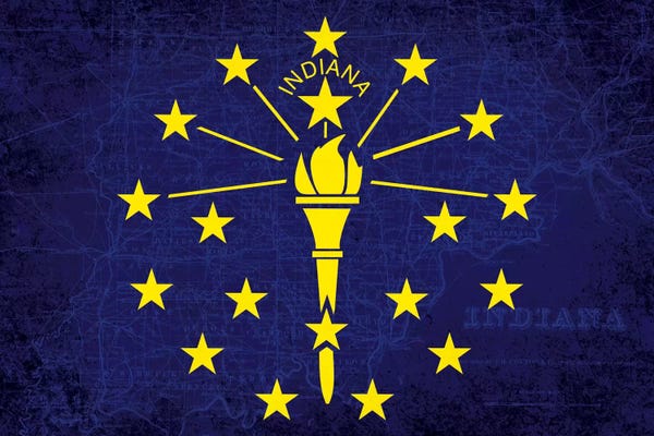 Indiana: Indiana (Vintage Map) by iCanvas