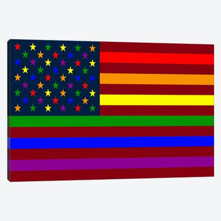 USA "Minimalist" Rainbow Flag (LGBT Human Rights & Equality) Canvas Print #FLG13} by iCanvas Canvas Print