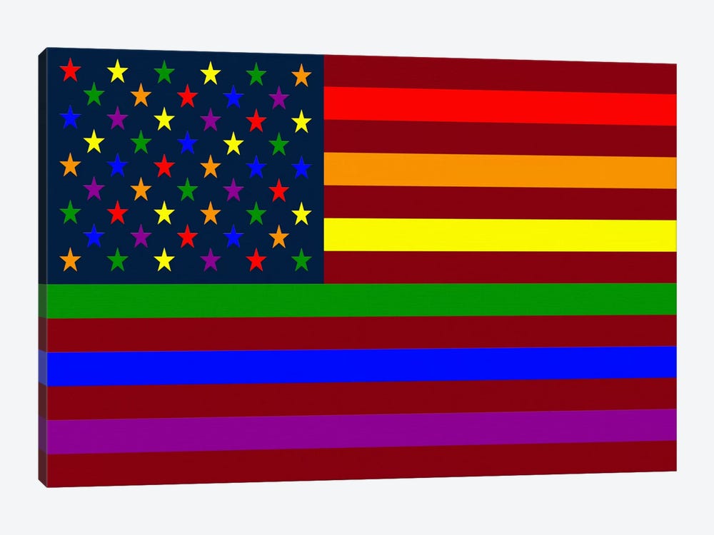 USA "Minimalist" Rainbow Flag (LGBT Human Rights & Equality) by iCanvas 1-piece Canvas Wall Art