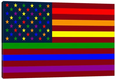 USA "Minimalist" Rainbow Flag (LGBT Human Rights & Equality) Canvas Art Print - Flags Collection