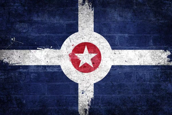 Indiana: Indianapolis, Indiana Fresh Paint City Flag on Bricks by 5by5collective