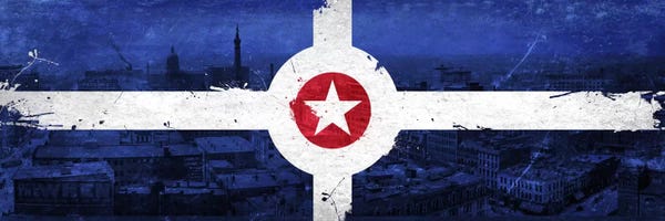 Indiana: Vintage Indianapolis City Flag by iCanvas