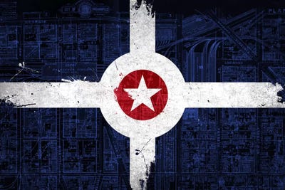 Indianapolis, Indiana (Roadway Blueprint) by 5by5collective framed wall art