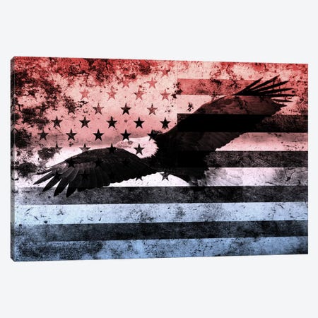 USA "Melting Film" Flag (Bald Eagle) Canvas Print #FLG15} by iCanvas Canvas Artwork