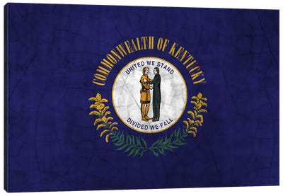 Kentucky Cracked Paint State Flag Canvas Art Print - Kentucky Art