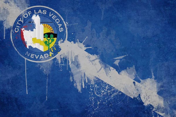 Nevada: Las Vegas, Nevada Fresh Paint City Flag by iCanvas