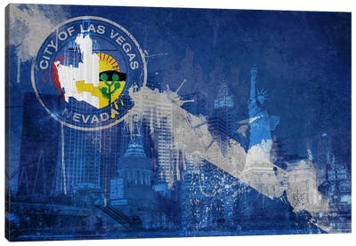 City Flag Overlay Series (Fresh Paint): Las Vegas, Nevada (New York, New York) Canvas Art Print - U.S. State Flag Art
