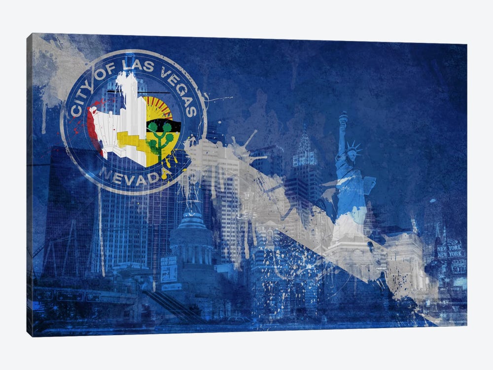 City Flag Overlay Series (Fresh Paint): Las Vegas, Nevada (New York, New York) 1-piece Canvas Art Print