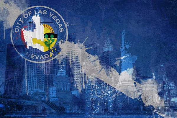 Las Vegas: City Flag Overlay Series (Fresh Paint): Las Vegas, Nevada (New York, New York) by iCanvas