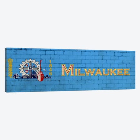 Milwaukee, Wisconsin City Flag on Bricks Canvas Print #FLG208} by iCanvas Canvas Wall Art