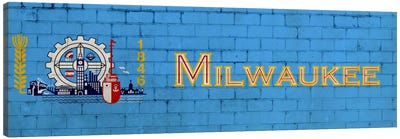 Milwaukee, Wisconsin City Flag on Bricks Canvas Art Print - Milwaukee