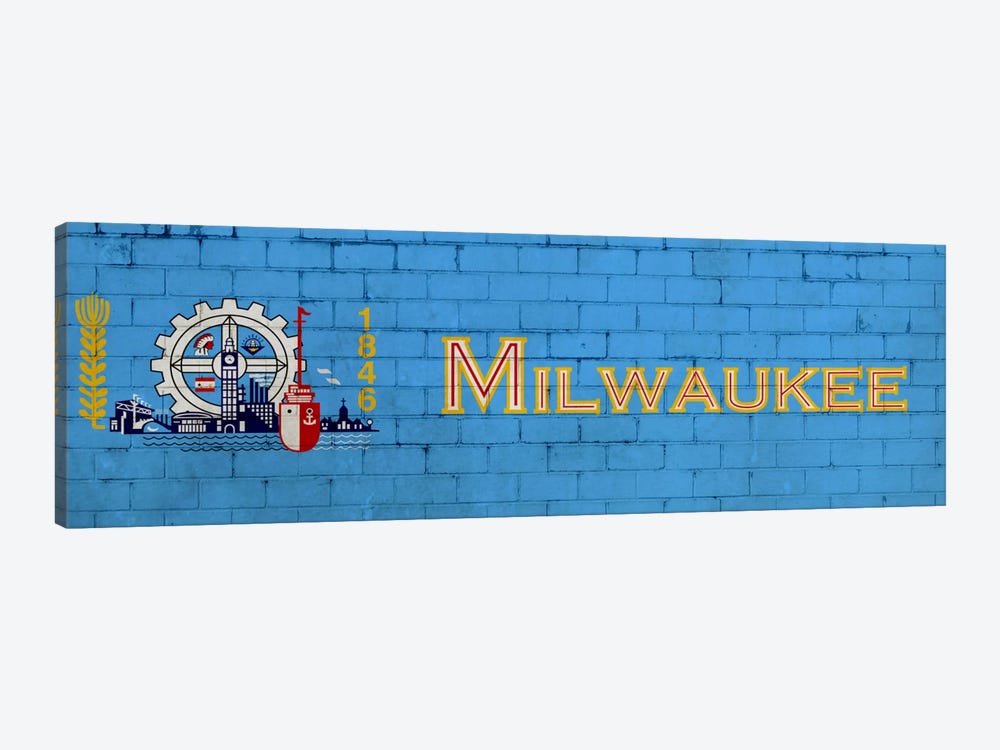 Milwaukee, Wisconsin City Flag on Bricks by iCanvas 1-piece Art Print