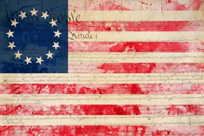 USA "Betsy Ross" Flag with Constitution Background I... | iCanvas | iCanvas