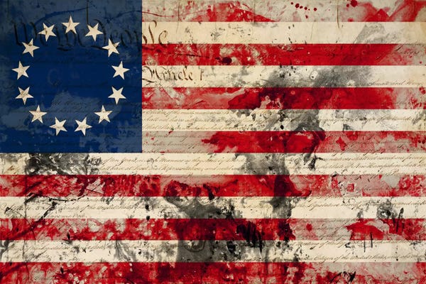Pop Culture: USA "Betsy Ross" Flag with Constitution Background I by 5by5collective
