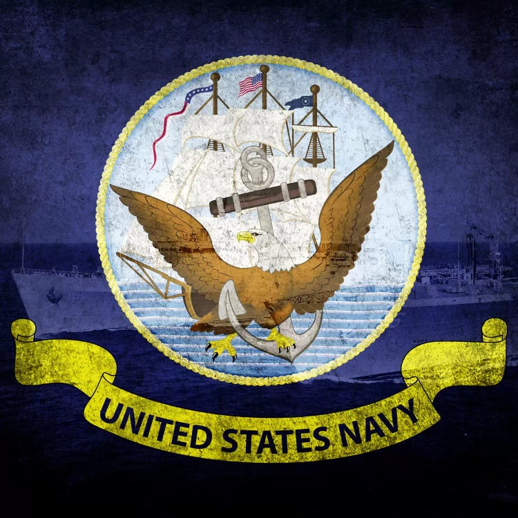 U.S. Navy Flag (U.S.S Ponce & USNS Kanawha Background) by iCanvas wall art