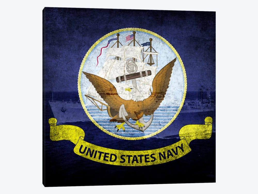 U.S. Navy Flag (U.S.S Ponce & USNS Kanawha Background) by iCanvas 1-piece Canvas Art Print