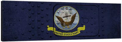 U.S. Navy Flag (Riveted Warship Panel Background) I Canvas Art Print - Holiday & Seasonal Art