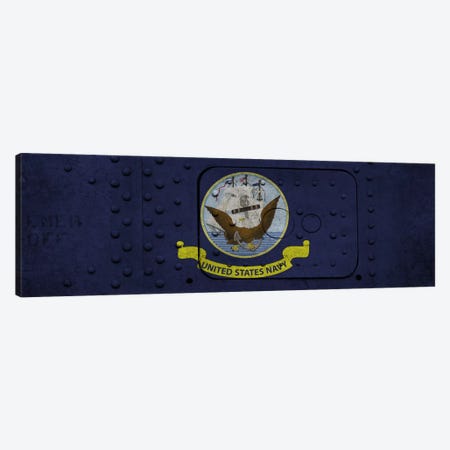 U.S. Navy Flag (Riveted Warship Panel Background) I Canvas Print #FLG241} by iCanvas Canvas Artwork