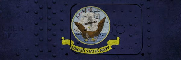 Navy: U.S. Navy Flag (Riveted Warship Panel Background) I by iCanvas