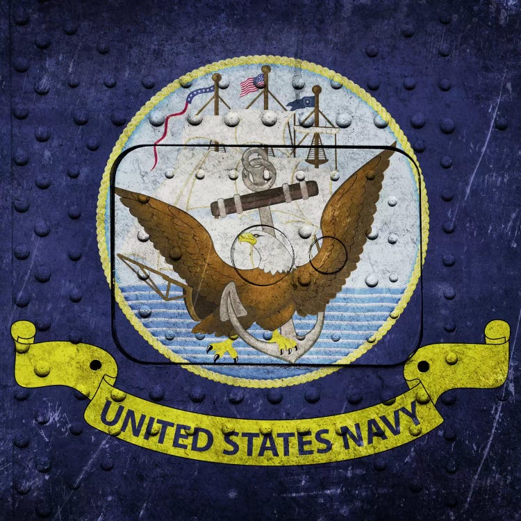 U.S. Navy Flag (Riveted Warship Panel Background) II